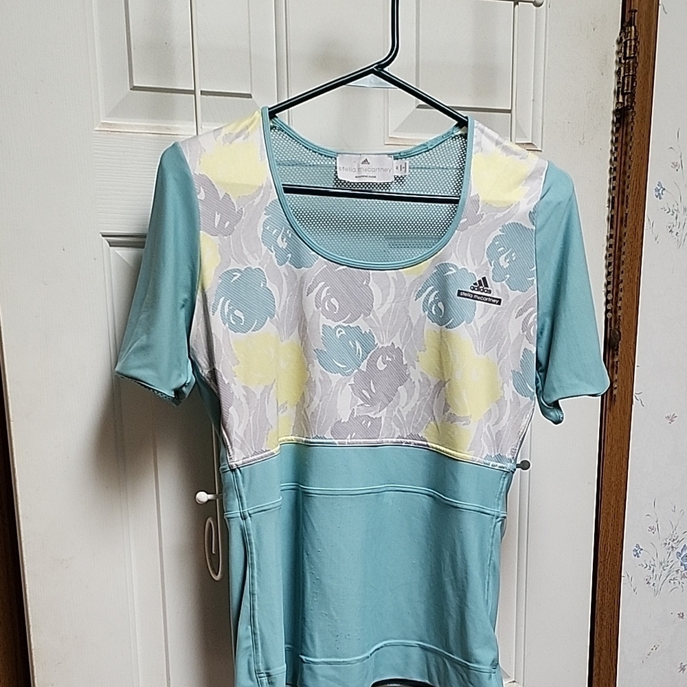 Adidas By Stella McCartney Teal and Yellow Floral Top